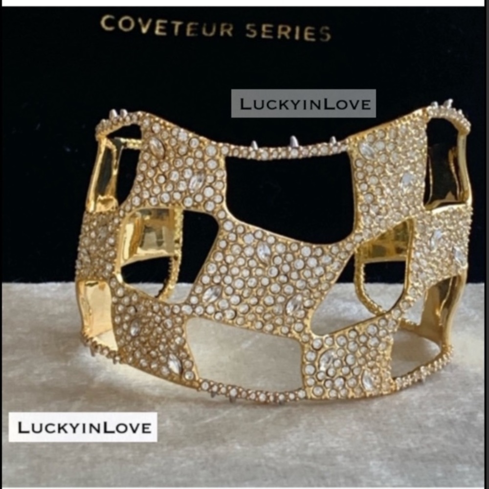 ALEXIS BITTAR • Gold Georgian Checkerboard Pavé Crystal “Diamond” Ring - Picture 8 of 11